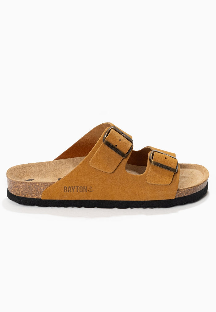 Bayton Sandales 2 Brides Atlas Camel En Cuir Suédé Bayton Femme