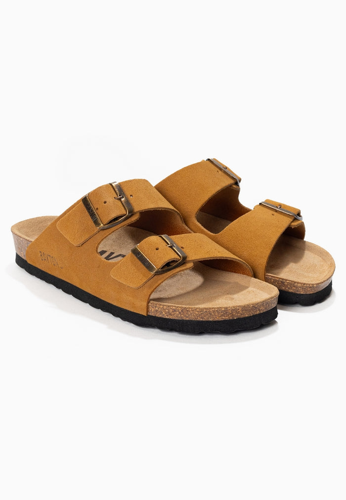 Bayton Sandales 2 Brides Atlas Camel En Cuir Suédé Bayton Femme