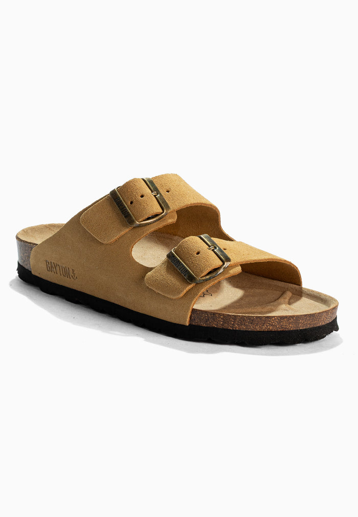 Bayton Sandales 2 Brides Atlas Camel En Cuir Suédé Bayton Femme