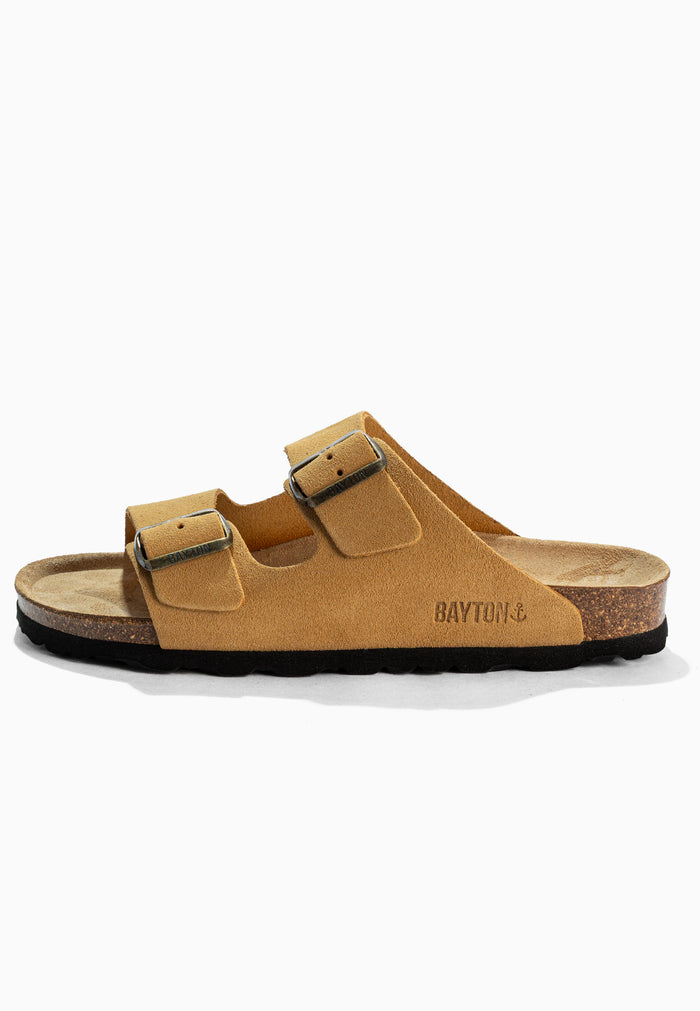 Bayton Sandales 2 Brides Atlas Camel En Cuir Suédé Bayton Femme
