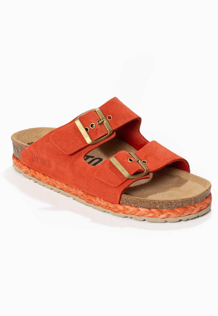 Bayton Sandales 2 Brides Atlas Corail En Cuir Suédé Bayton Femme