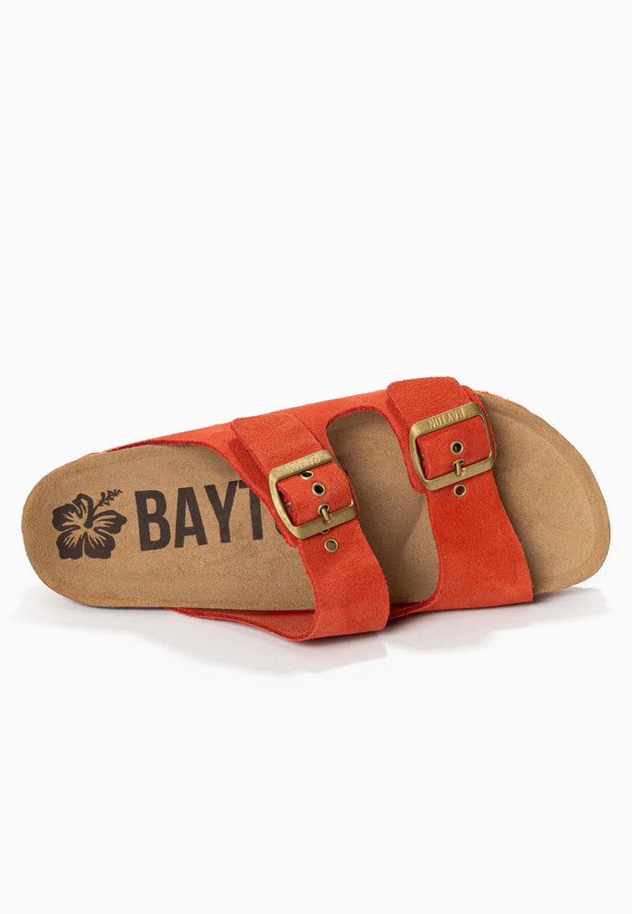 Bayton Sandales 2 Brides Atlas Corail En Cuir Suédé Bayton Femme