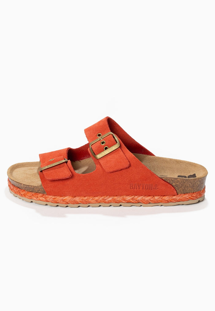 Bayton Sandales 2 Brides Atlas Corail En Cuir Suédé Bayton Femme