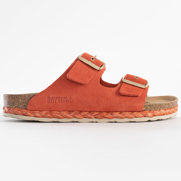 Bayton Sandales 2 Brides Atlas Corail En Cuir Suédé Bayton Femme