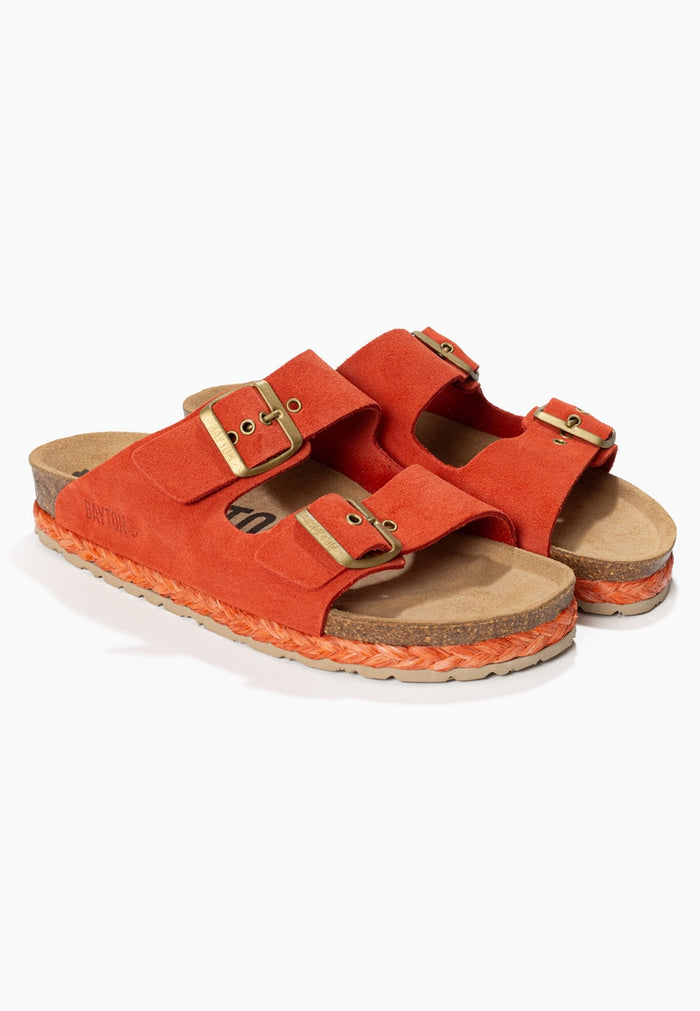 bayton Sandales 2 Brides Atlas Corail en Cuir Suédé Bayton femme