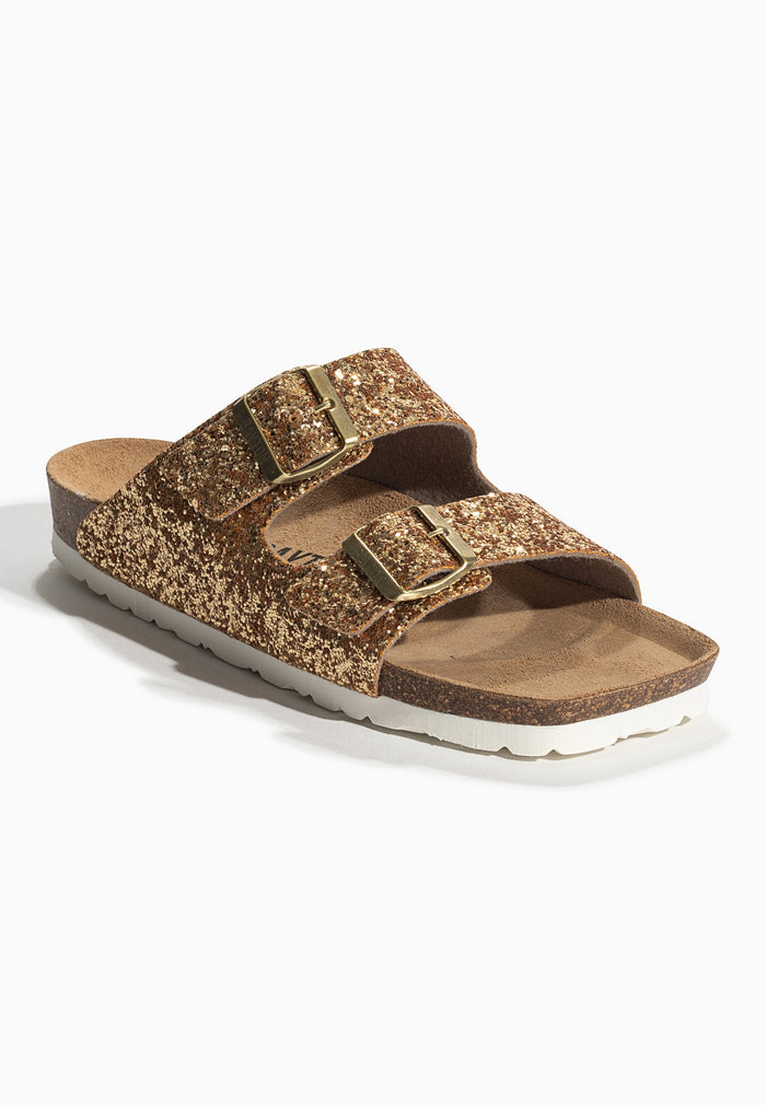 Bayton Sandales 2 Brides Atlas Doré Pailleté Bayton Femme