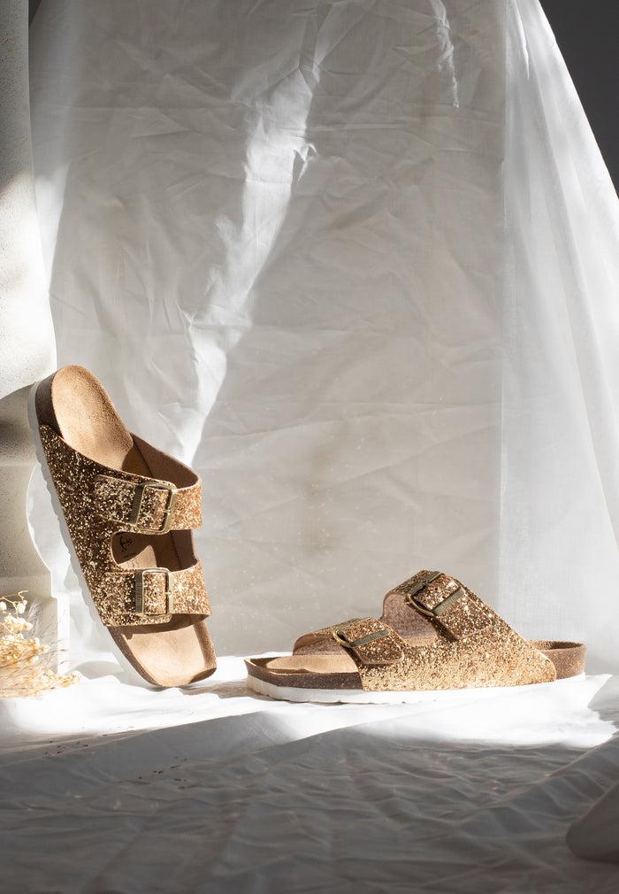 bayton Sandales 2 Brides Atlas Doré pailleté Bayton femme