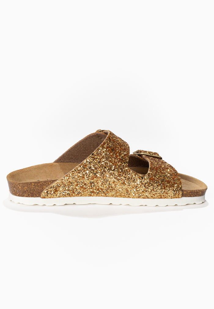 Bayton Sandales 2 Brides Atlas Dorées Pailletées Bayton Femme