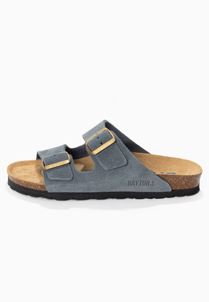 Bayton Sandales 2 Brides Atlas Gris En Cuir Suédé Bayton Femme