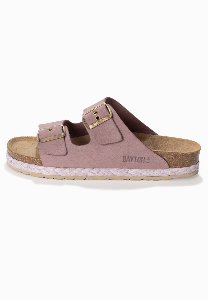 Bayton Sandales 2 Brides Atlas Lila En Cuir Suédé Bayton Femme