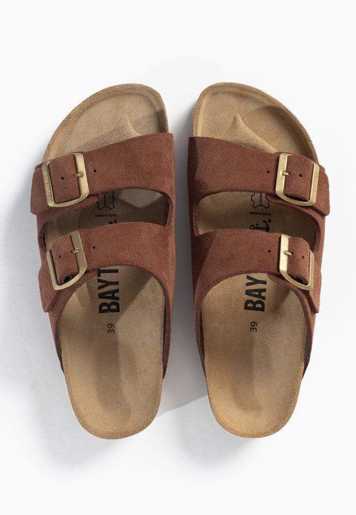 Bayton Sandales 2 Brides Atlas Marron En Cuir Suédé Bayton Femme