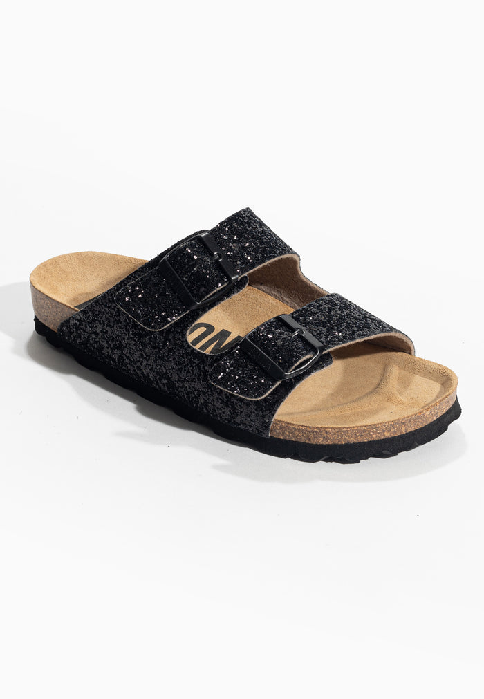 Bayton Sandales 2 Brides Atlas Noir Pailletées Bayton Femme