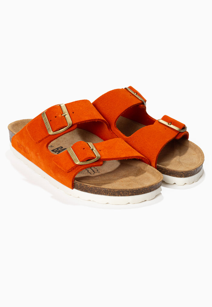 Bayton Sandales 2 Brides Atlas Orange En Cuir Suédé Bayton Femme