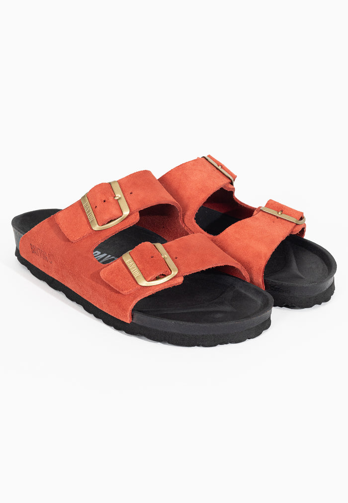 Bayton Sandales 2 Brides Atlas Orange En Cuir Suédé Bayton Femme