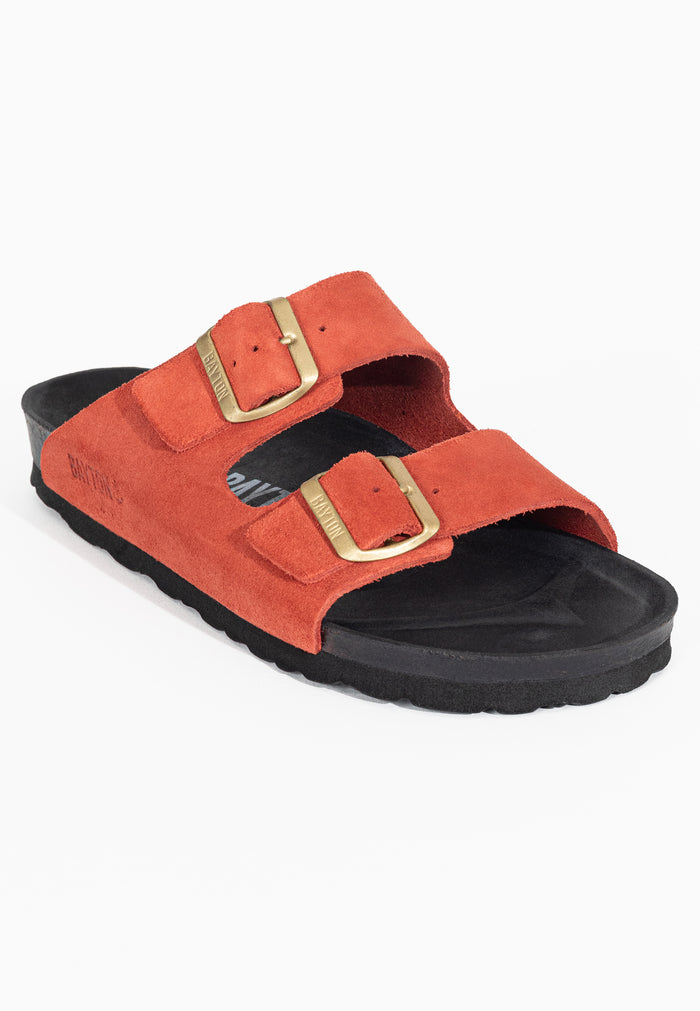 Bayton Sandales 2 Brides Atlas Orange En Cuir Suédé Bayton Femme