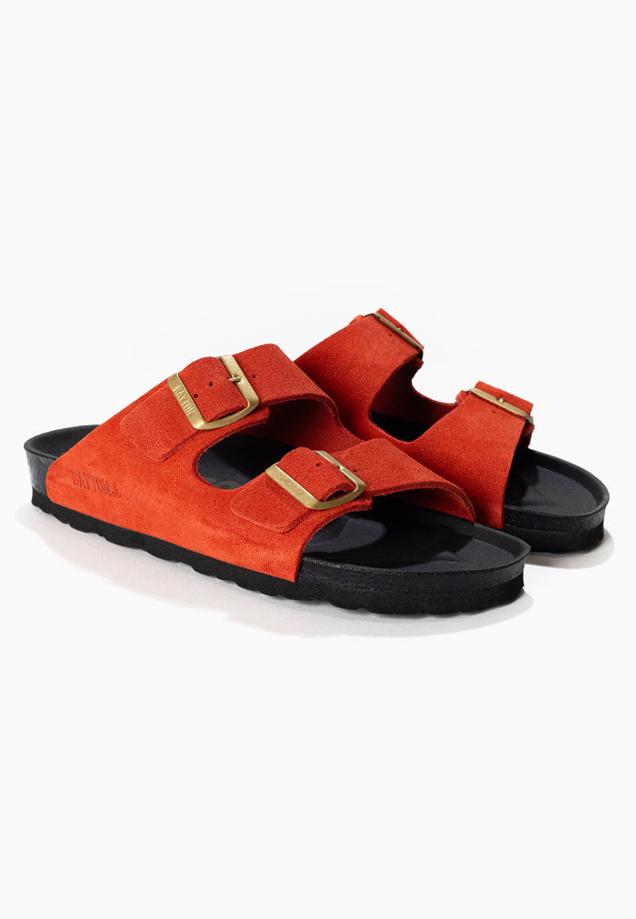 Bayton Sandales 2 Brides Atlas Orange En Cuir Suédé Bayton Femme