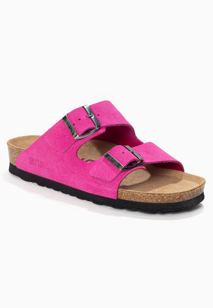 Bayton Sandales 2 Brides Atlas Rose En Cuir Suédé Bayton Femme