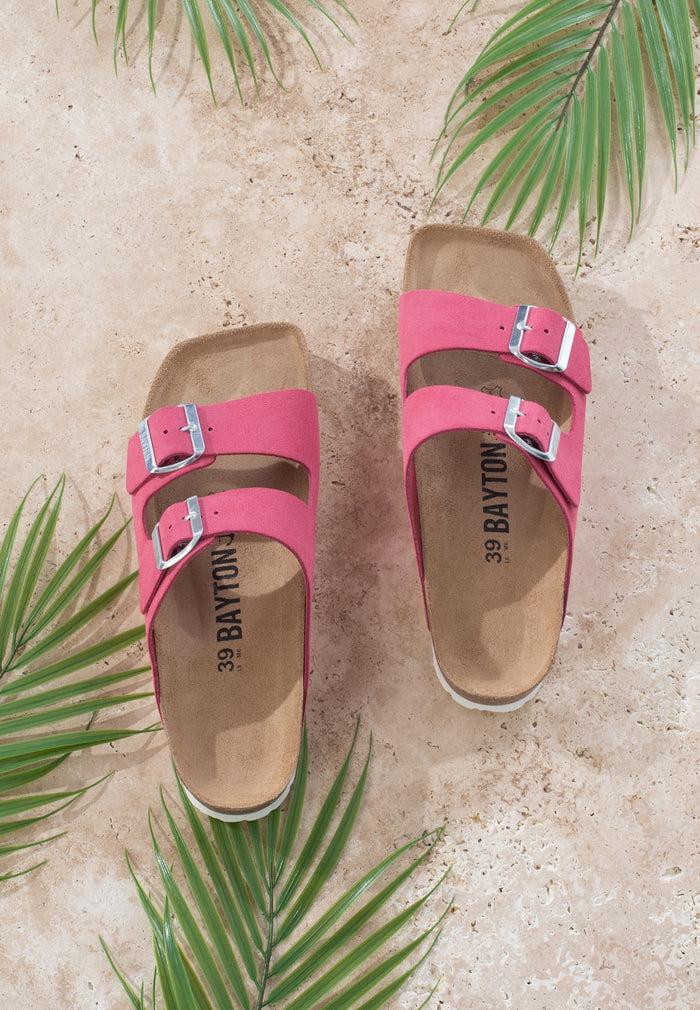 bayton Sandales 2 Brides Atlas Rose en Cuir Suédé Bayton femme