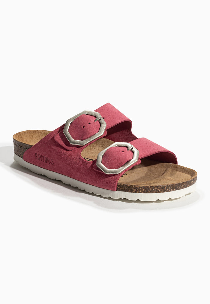 Bayton Sandales 2 Brides Atlas Rose En Cuir Suédé Bayton Femme