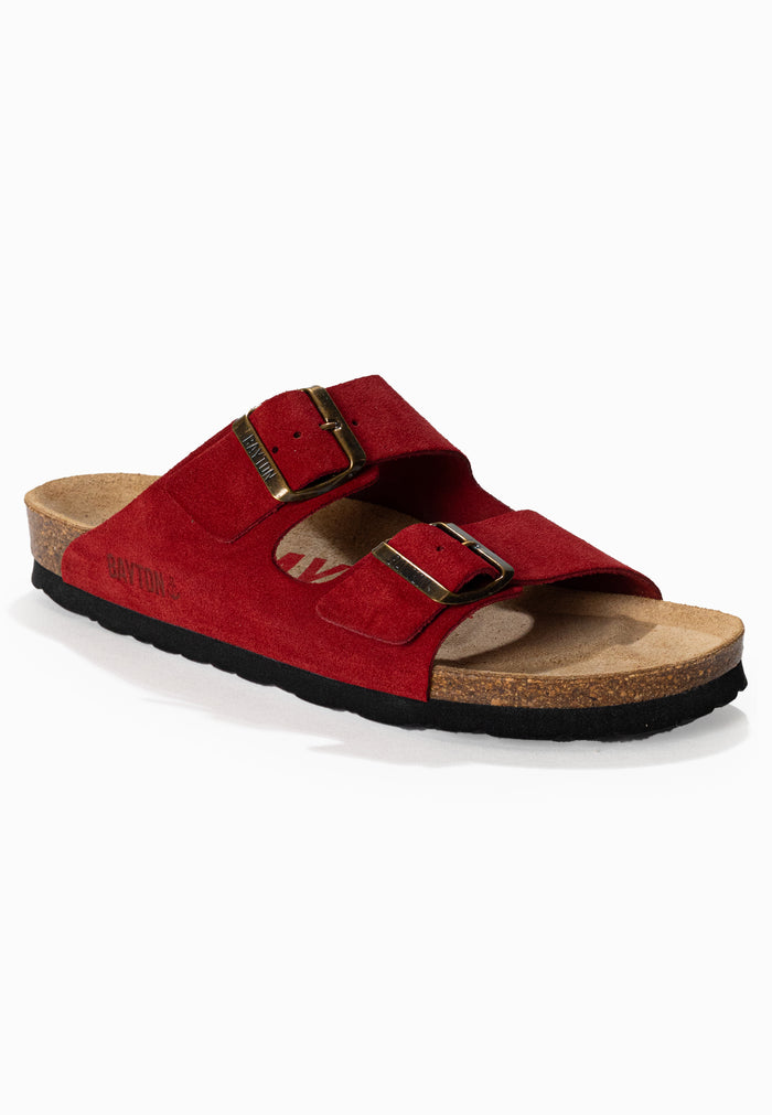 Bayton Sandales 2 Brides Atlas Rouge En Cuir Suédé Bayton Femme