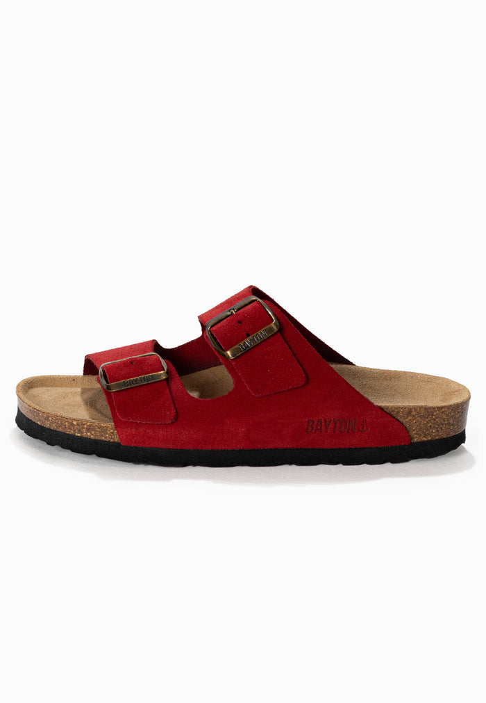 Bayton Sandales 2 Brides Atlas Rouge En Cuir Suédé Bayton Femme