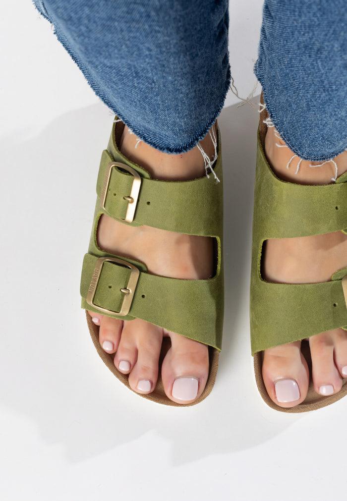 bayton Sandales 2 Brides Atlas Vert 100% Cuir Bayton femme