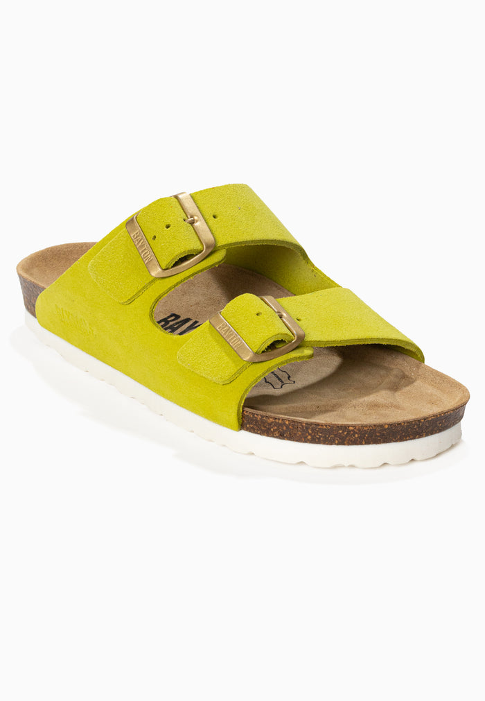Bayton Sandales 2 Brides Atlas Vert En Cuir Suédé Bayton Femme