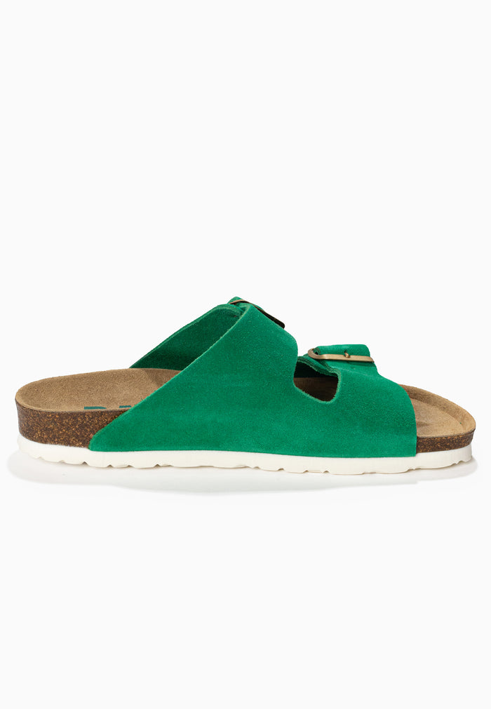 Bayton Sandales 2 Brides Atlas Vert En Cuir Suédé Bayton Femme