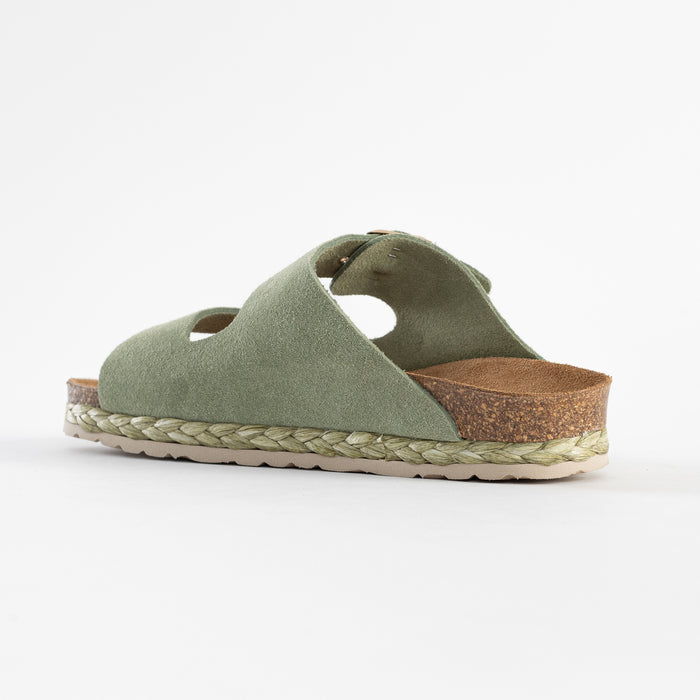 Bayton Sandales 2 Brides Atlas Vert En Cuir Suédé Bayton Femme