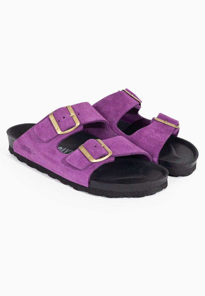 Bayton Sandales 2 Brides Atlas Violet En Cuir Suédé Bayton Femme