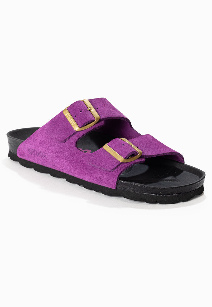 Bayton Sandales 2 Brides Atlas Violet En Cuir Suédé Bayton Femme