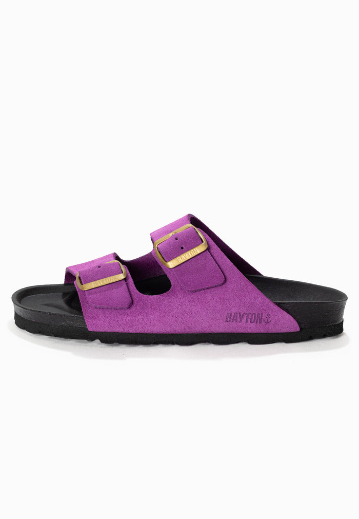 Bayton Sandales 2 Brides Atlas Violet En Cuir Suédé Bayton Femme