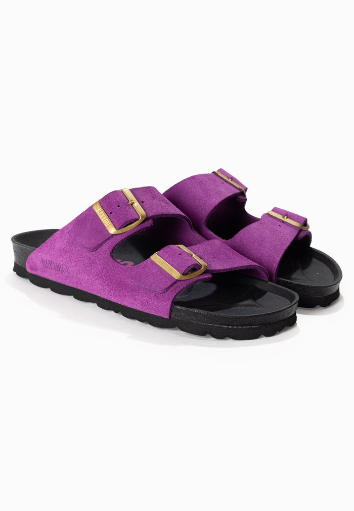 Bayton Sandales 2 Brides Atlas Violet En Cuir Suédé Bayton Femme