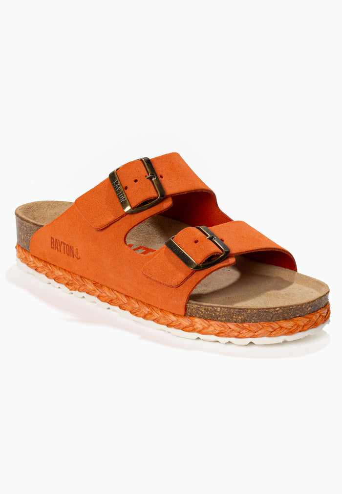 Bayton Sandales 2 Brides Benalla Orange En Cuir Suédé Bayton Femme