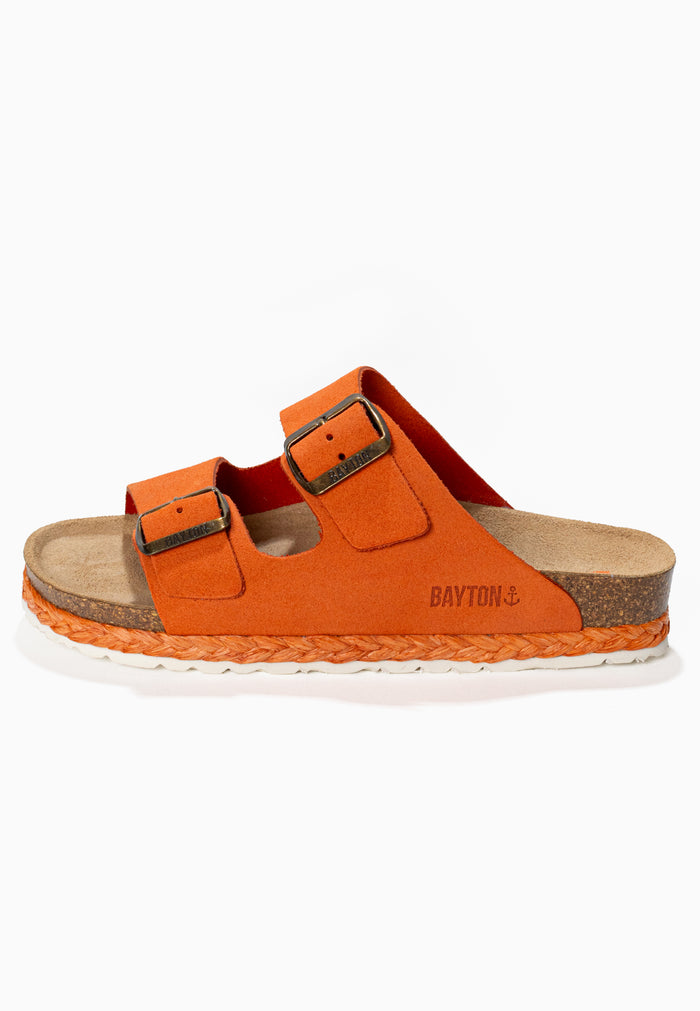 Bayton Sandales 2 Brides Benalla Orange En Cuir Suédé Bayton Femme