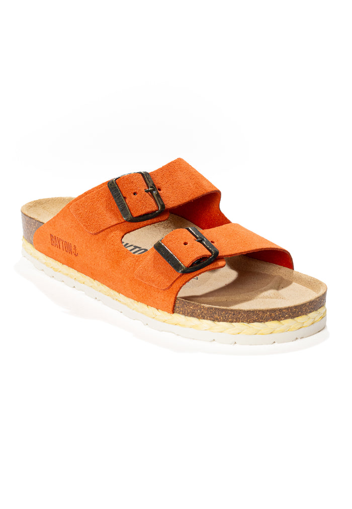 Bayton Sandales 2 Brides Benalla Orange En Cuir Suédé Bayton Femme