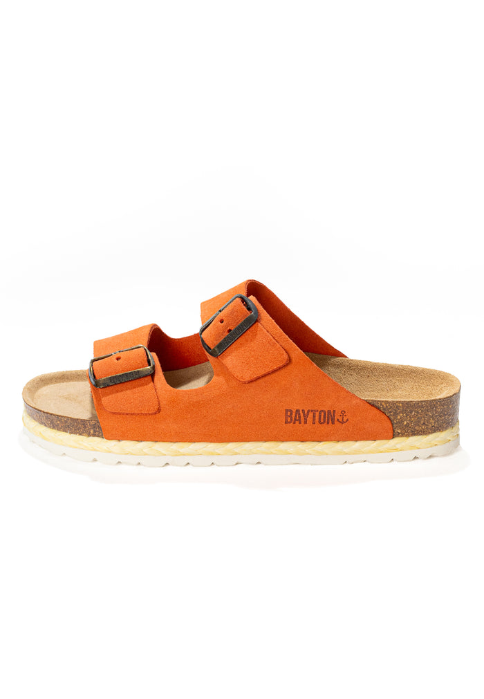Bayton Sandales 2 Brides Benalla Orange En Cuir Suédé Bayton Femme