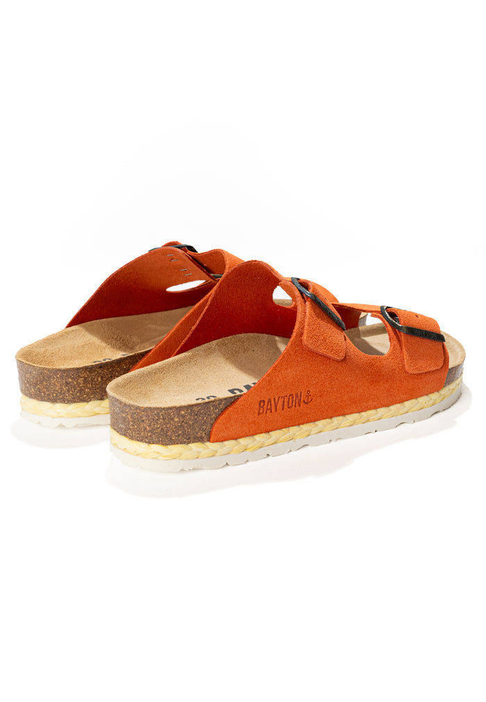 Bayton Sandales 2 Brides Benalla Orange En Cuir Suédé Bayton Femme