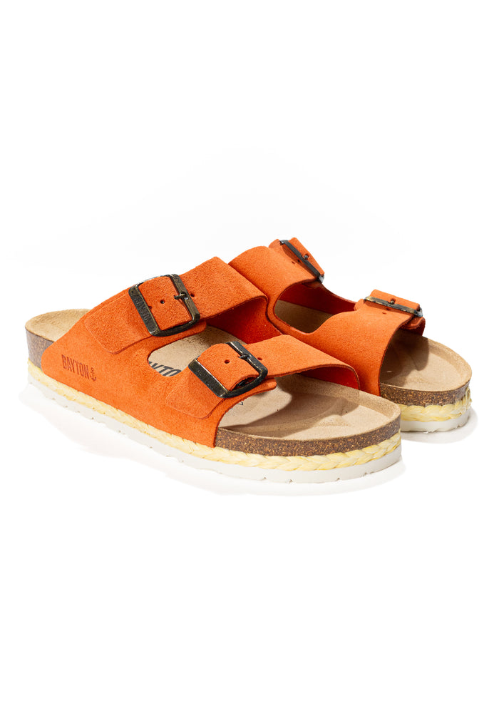 Bayton Sandales 2 Brides Benalla Orange En Cuir Suédé Bayton Femme