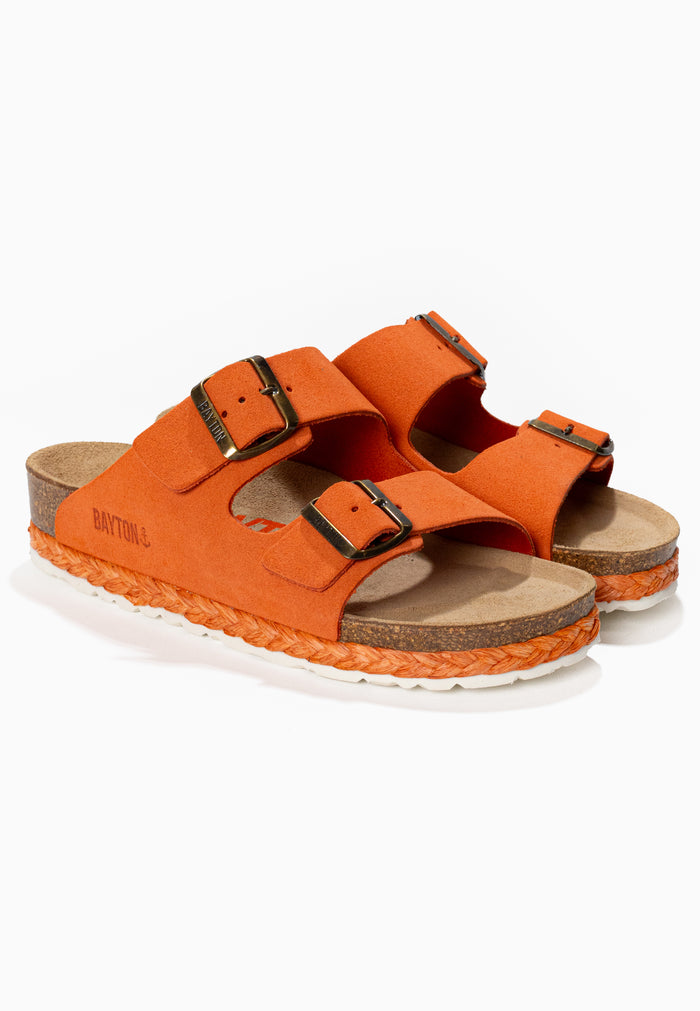Bayton Sandales 2 Brides Benalla Orange En Cuir Suédé Bayton Femme