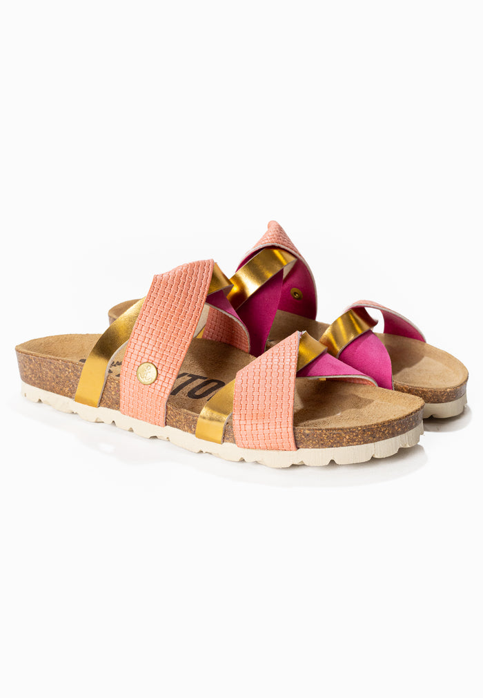 bayton Sandales 2 Brides Biarritz Corail et Dorées Bayton femme