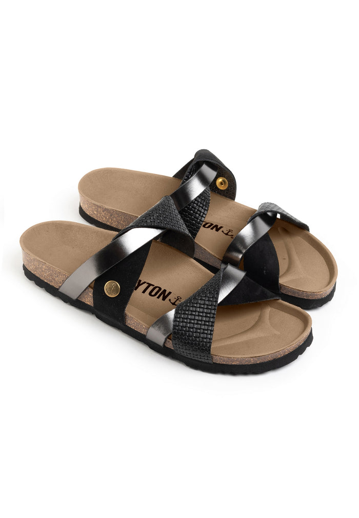 bayton Sandales 2 Brides Biarritz Noir Et Anthracite Bayton femme