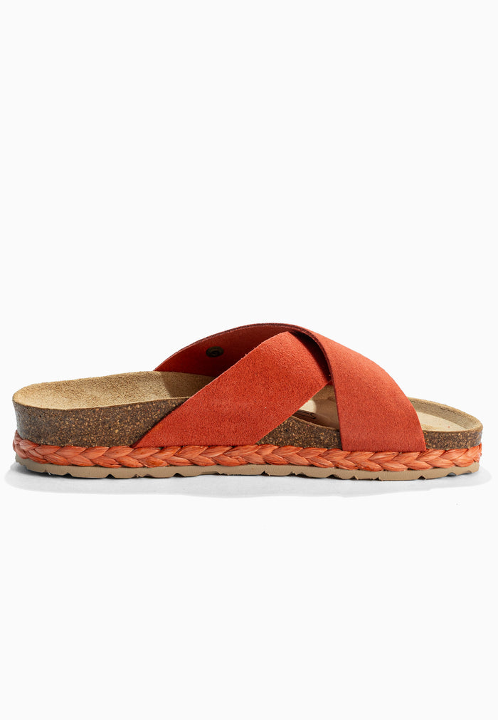 Bayton Sandales 2 Brides Burgos Corail En Cuir Suédé Bayton Femme