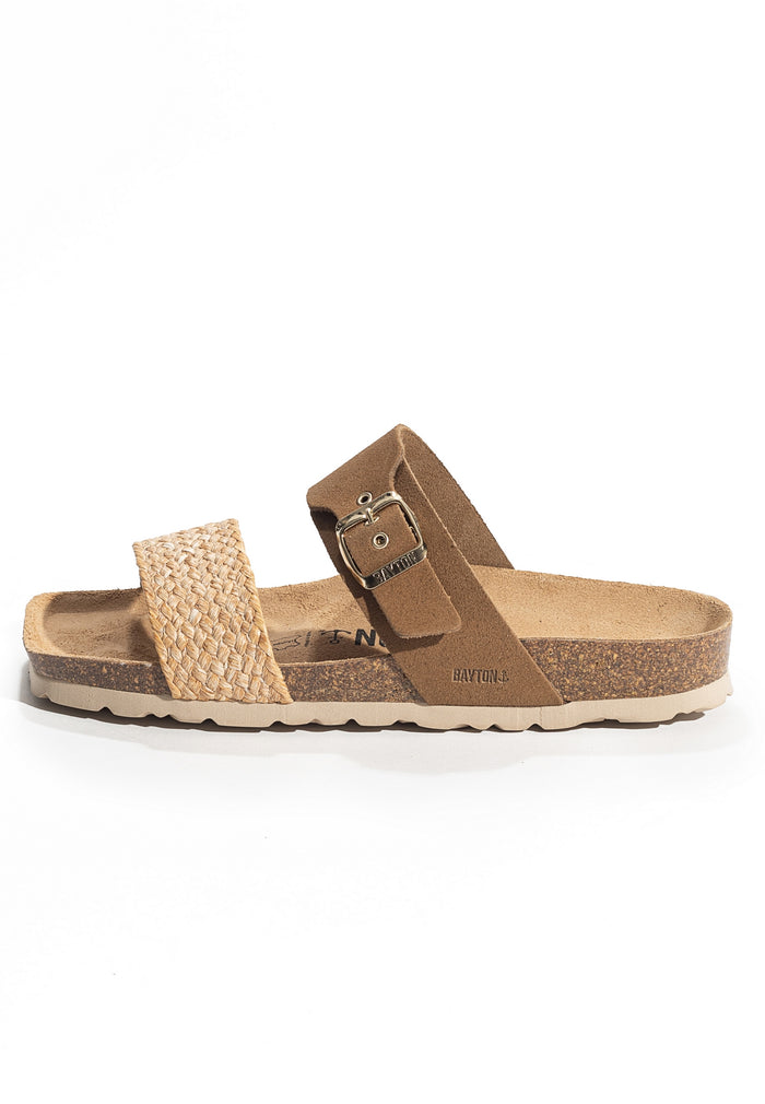 Bayton Sandales 2 Brides Carina Camel En Cuir Suédé Bayton Femme
