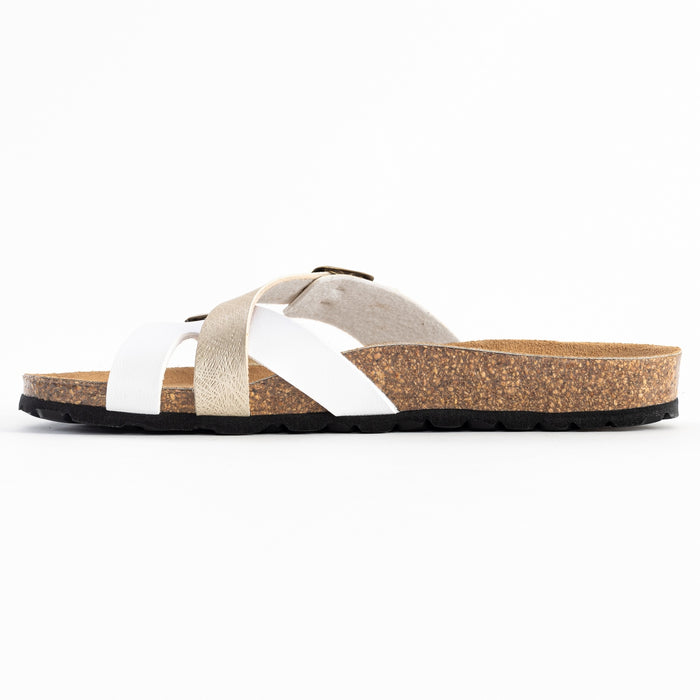 Bayton Sandales 2 Brides Cleo Blanc Et Doré Bayton Femme