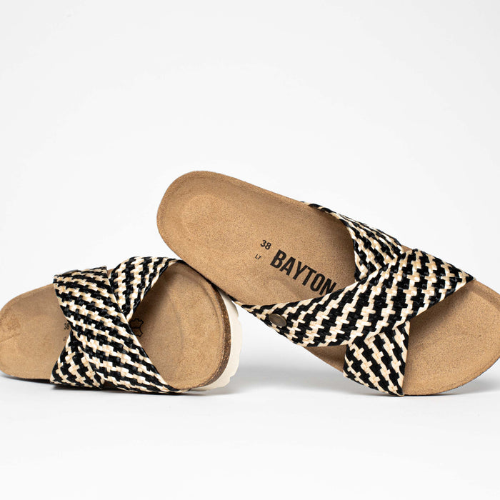 Bayton Sandales 2 Brides Elche Noir Et Blanc Bayton Femme