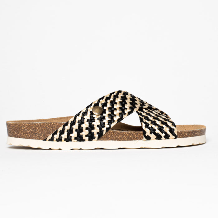 Bayton Sandales 2 Brides Elche Noir Et Blanc Bayton Femme