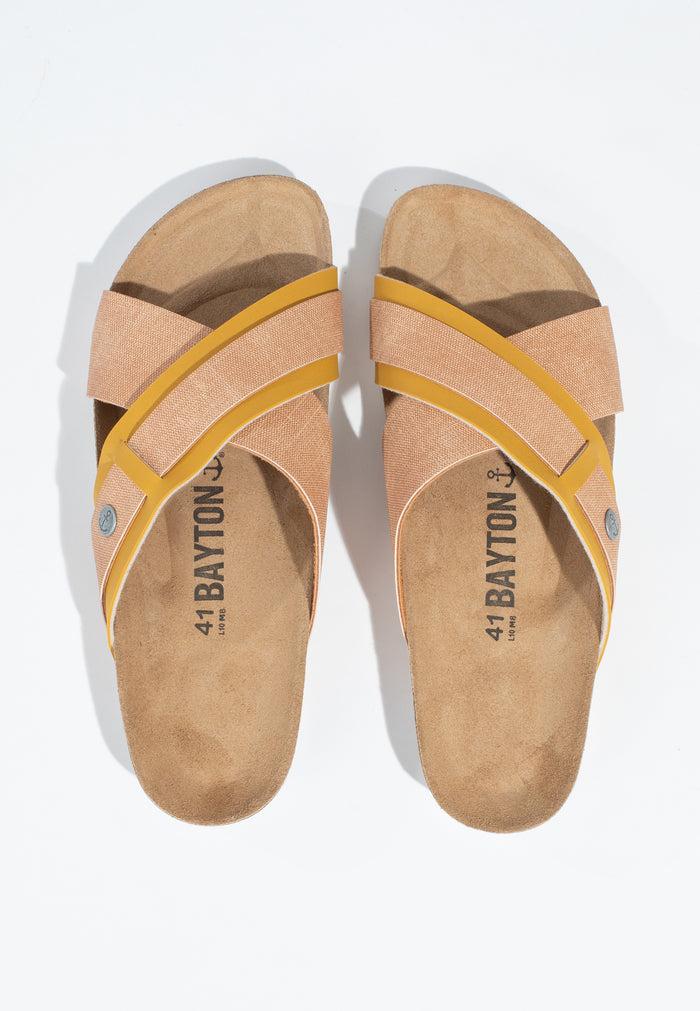 bayton Sandales 2 Brides Gianni Beige Et Camel Bayton Homme