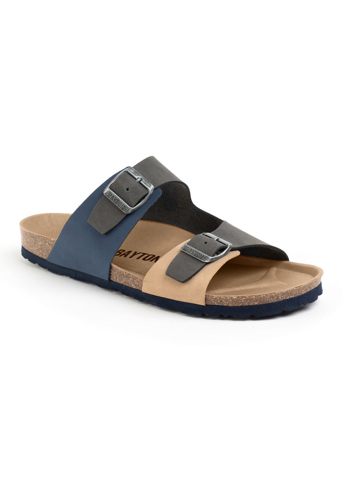 Bayton Sandales 2 Brides Ilithyie Bleu Marine Et Beige Et Gris Bayton Homme