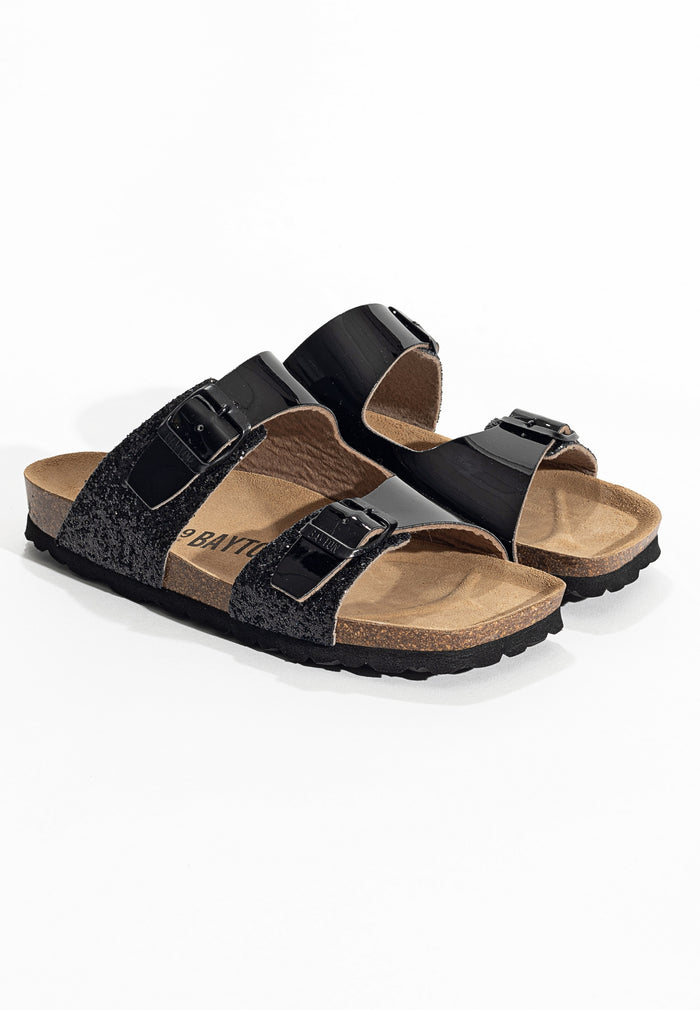 Bayton Sandales 2 Brides Ilithyie Noir Et Paillettes Bayton Femme